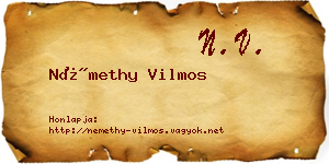 Némethy Vilmos névjegykártya